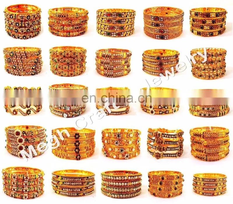 One gram gold plated bangle set - South india gold plated kada set - Wedding wear bangles - Wholesale traditional bangle