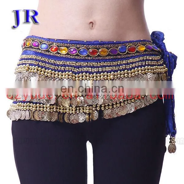 Y-2002 Wholesale cheap 248 coins and 338 coins velvet belly dance hip scarf belt for women