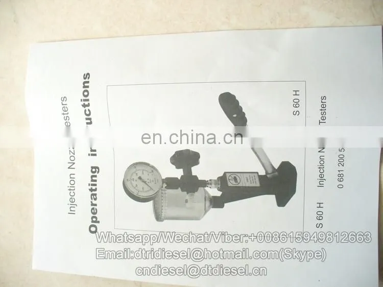 S60H bosch diesel fuel injector injection nozzle tester with with 0-60 Mpa (0-600 bar) pressure gauge in high quality