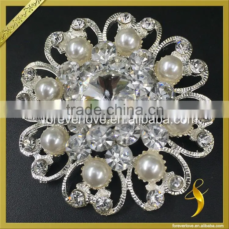 Vintage rhinestone and pearl brooches flower women rhinestone pins and brooches wholesale FB-071