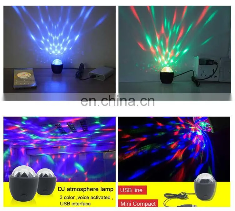 2019 Sound Control Custom Magic Disco Ball Laser Light Moving Lights Portable Colorful 5v 3w Usb LED Using Disco Light RGB 30 80