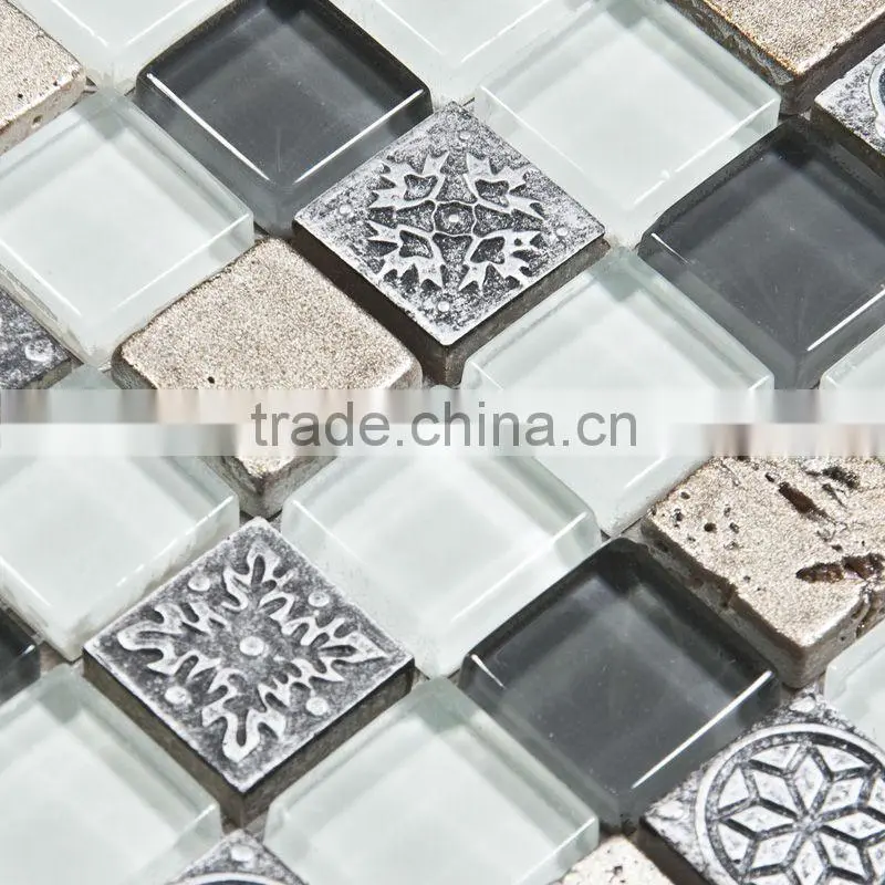 Stone and crystal mixed mosic