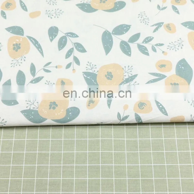 2.35m wide width cotton fabric wholesale garden flowers fashion check printed cotton bed twill fabric