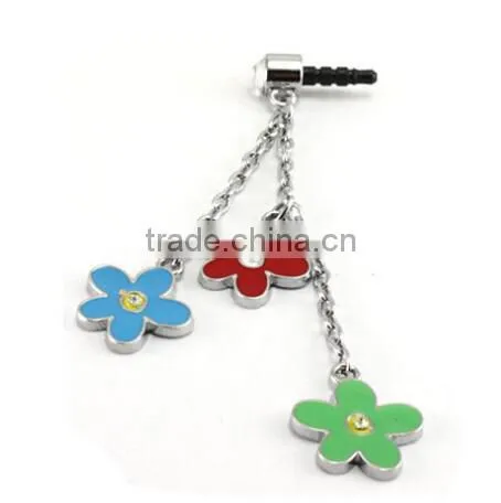 enamel metal dangle charm phone anti dust plug for earphone