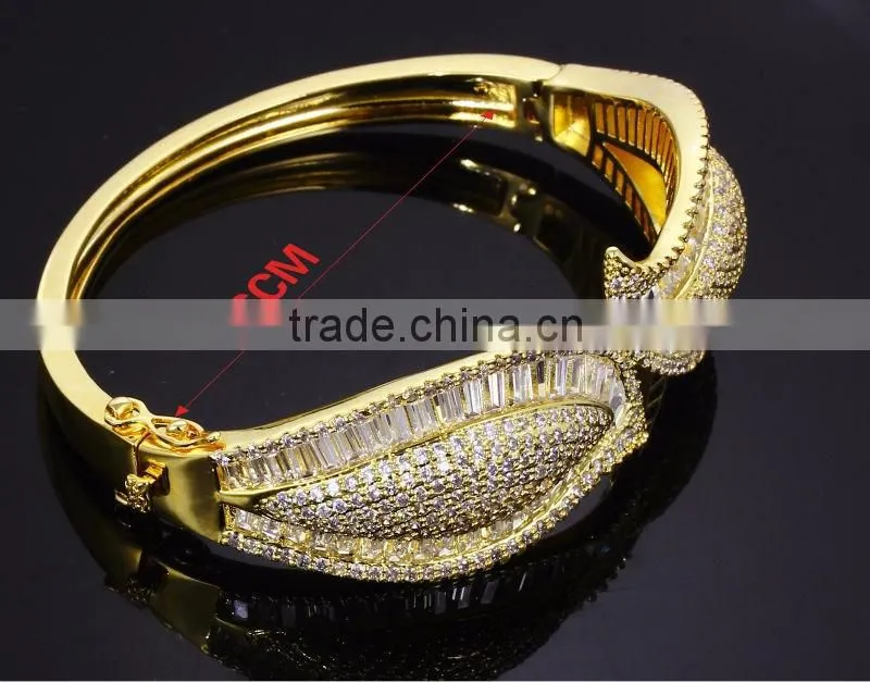 Exclusive Design Alibaba com Baguette Cut CZ New Bridal Jewelry Leaf Shape Bangle
