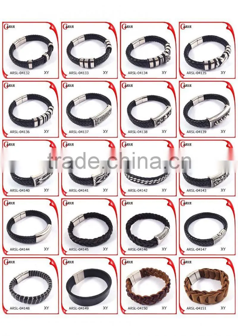 stainless steel jewelry bangles bracelets genuine leather skull bracelet mens bracelets