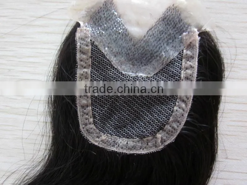 human hair silk PU base top lace front closure hair pieces