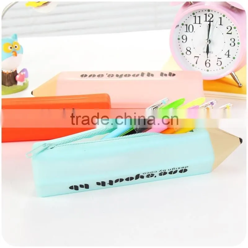 Multi color silicone pencil case pen bag