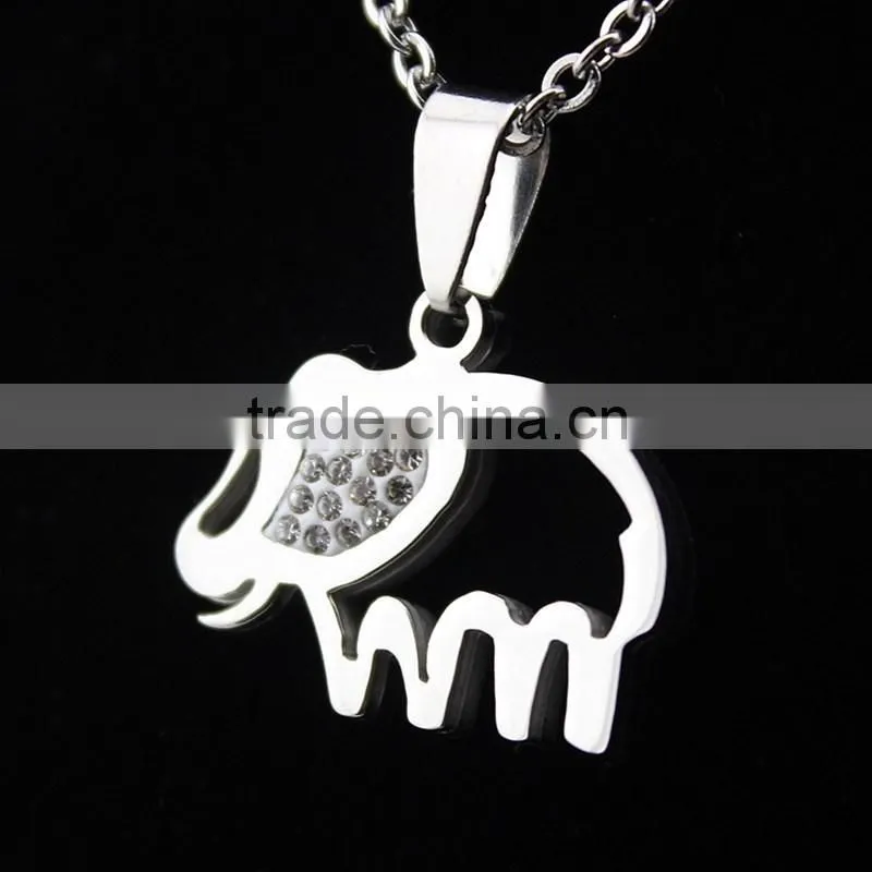 High quality stainless steel cute elephant necklace diamond elephant pendant necklace wholesale