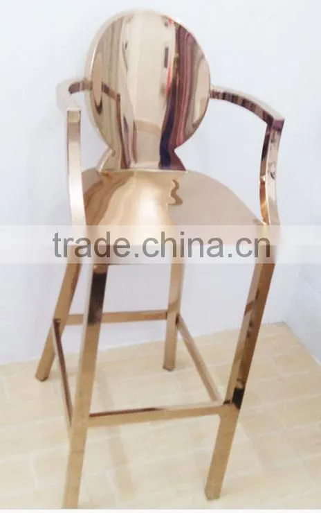modern golden stainless steel legs bar chair