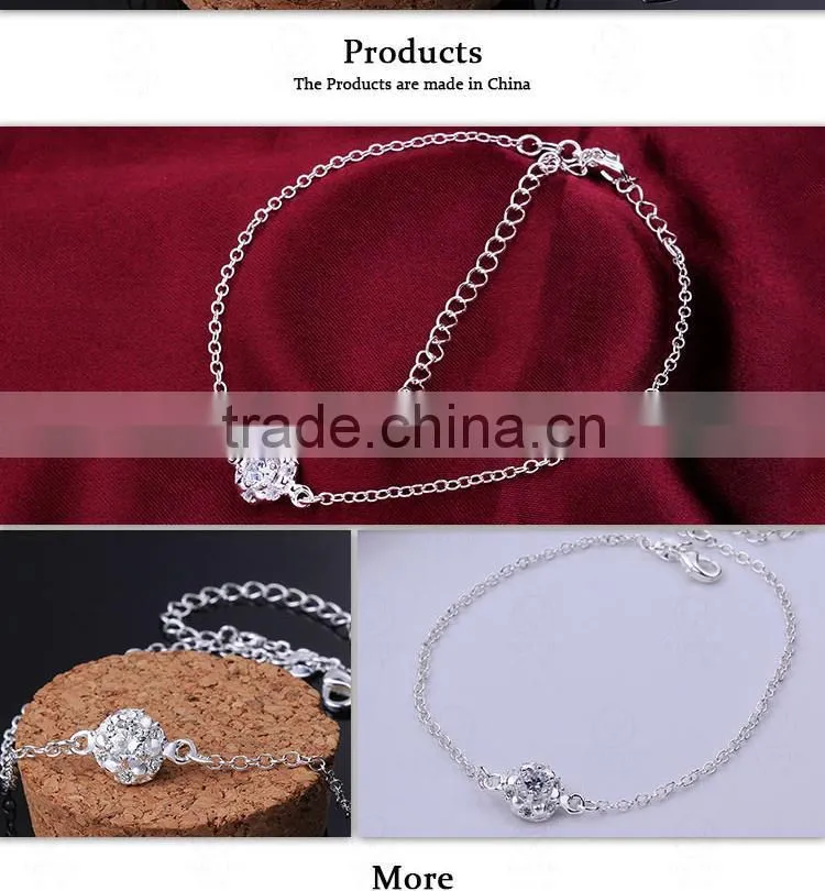 China Supplier Mixed Styles Silver Plating Fashion Jewelry Stone Anklet