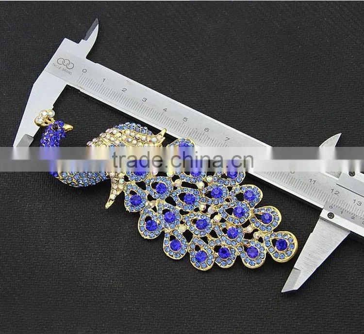 Wholesale Costume Jewelry China Peacock Crystal Peacock Brooches Blue Cheap