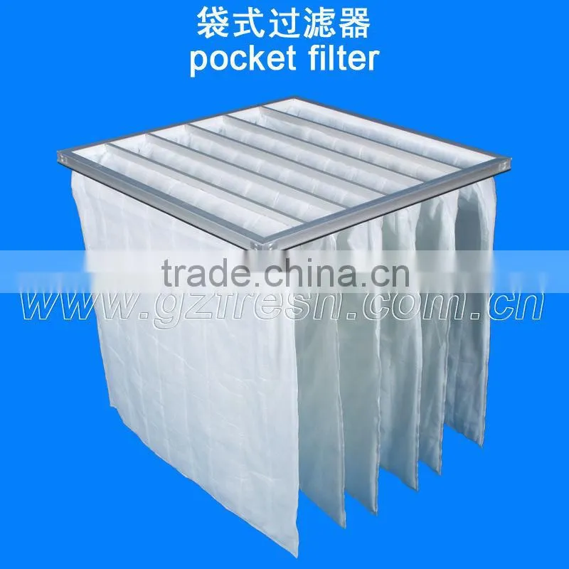 Factory price fiberglass pocket filter/bag filter for clean room