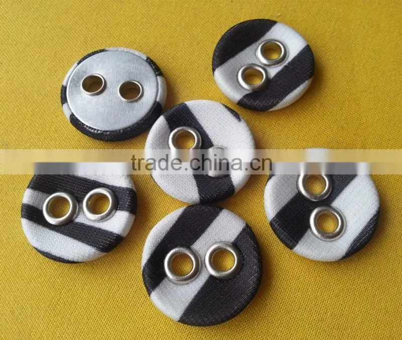 Round shape fabric covered button with eyelets --- F1517