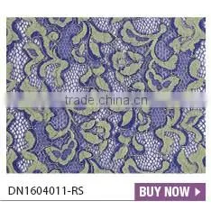 Bulk top quality 100%polyerster print fluorescent yellow lace fabric