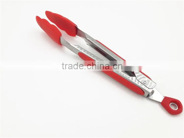 high quality hot sell silicone barbecue tongs with soft grip handle