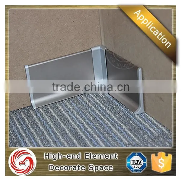 China top ten supplier inner corner outer corner aluminium wall skirting board with clips