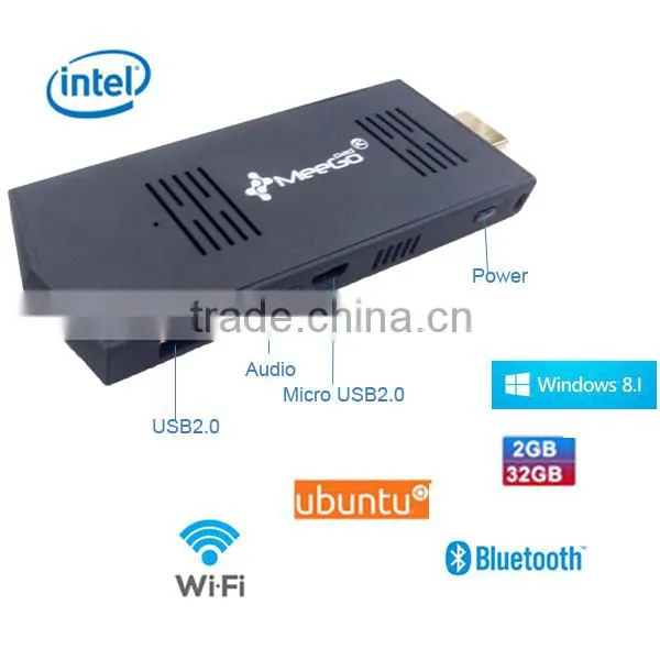 Hot Sell Meegopad T02 Mini PC without Monitor Compute Stick Ultra Smart Mini pc HDMI with 2*USB2.0 48g with Intel Atom BT4.0