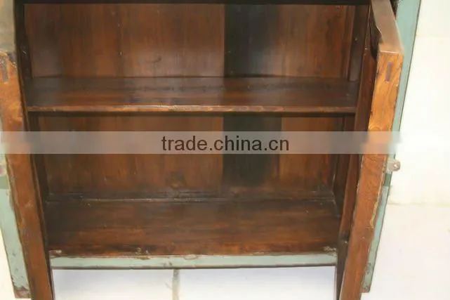 chinese antique grey blue two door two drawer cabinet