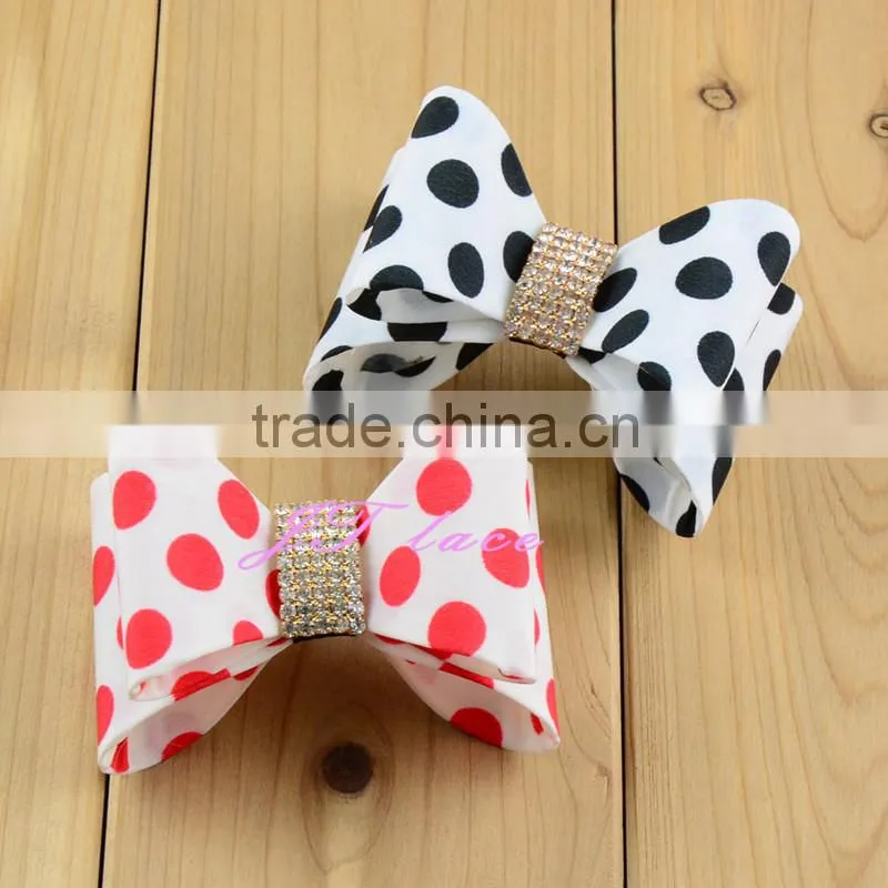 6 pcs polka dot chic good quality bow- grils hair decorate- cute rhinestone bow