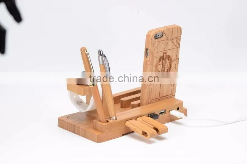 2016 Luxury bamboo material stand holder for apple watch iphone