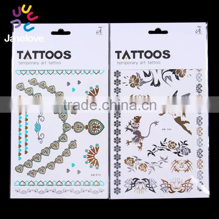 Temporary gold silver body tattoos 15*20CM Flash Tattoos wholesale