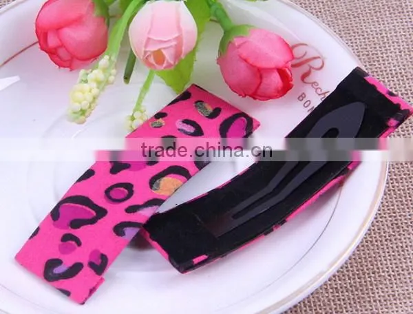 2015 new style leopard print wholesale mulit color fabrc bb hair pin