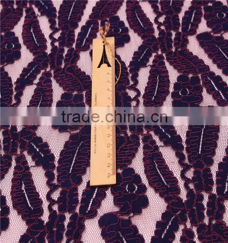 Good quality cotton nylon net cord lace fabric with scallop edges for garment