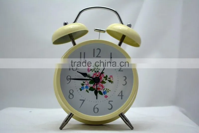 Rural flower metal besides decoration alarm clock for wedding souvenir