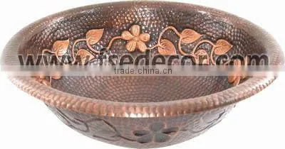 Single bowl Bathroom art Copper Sink FSE-CS-101