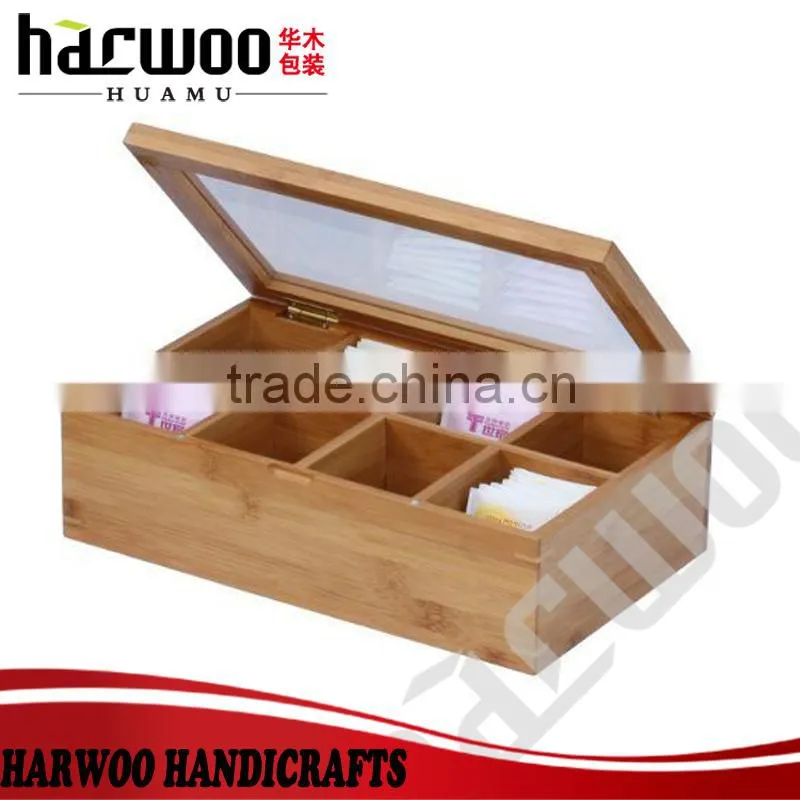 8 compartments tea box,wooden tea storage box,tea box with acylic window