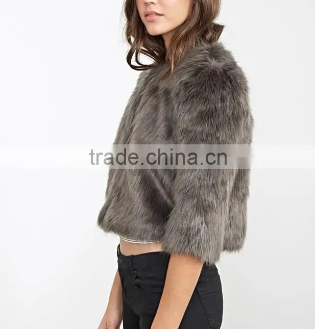 New fashion high quality womens short faux fur coat