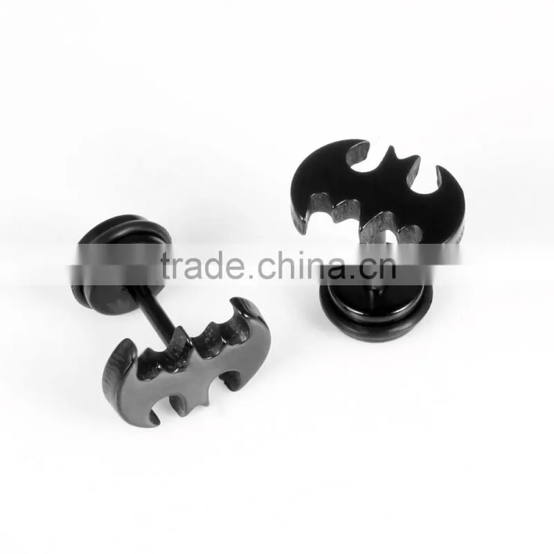 new 2016 latest design 316L stainless steel black plated batman earring for men