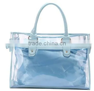 Clear transparent pvc tote large capacity beach bag for women