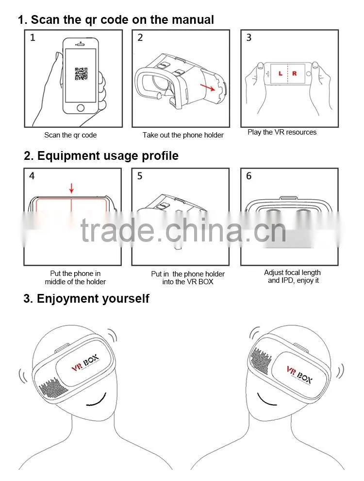 2016 New Design 3d Vr Glasses Virtual Reality Headset 3d Vr Box for Sale