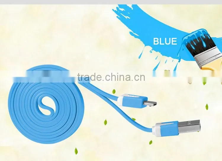 1M Colorful Noodle usb micro cable for Blackberry