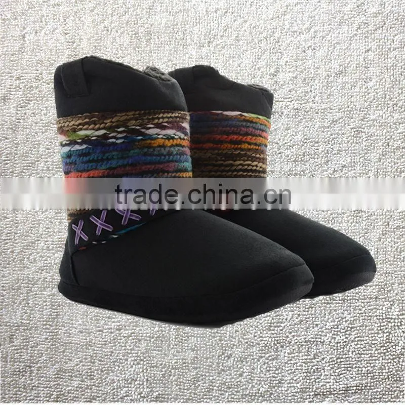 Premium quality knitted women indoor soft sole boots cable knit boots