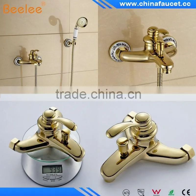 Wall Mount Dual Ceramic Handles Bathtub Faucet Telephone Style Tub Shower Mixer Taps