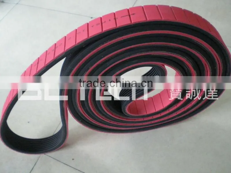 Rubber ribbed belt with grooving rubber