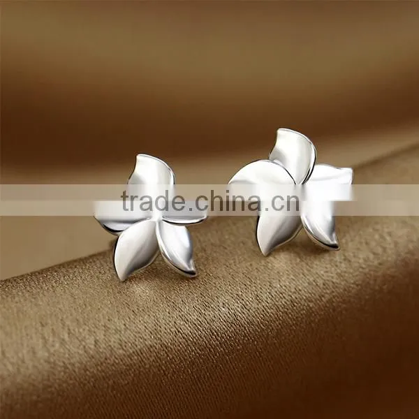 Wholesale rhodium plated 925 sterling silver gemstone flower earring