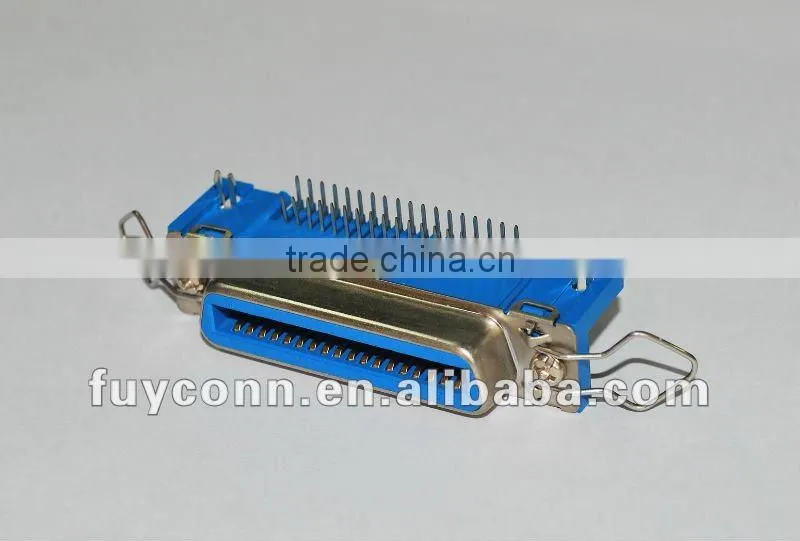 57 Series Female Centronics 90 degree Connector for PCB with Board Lock and Bail Clip