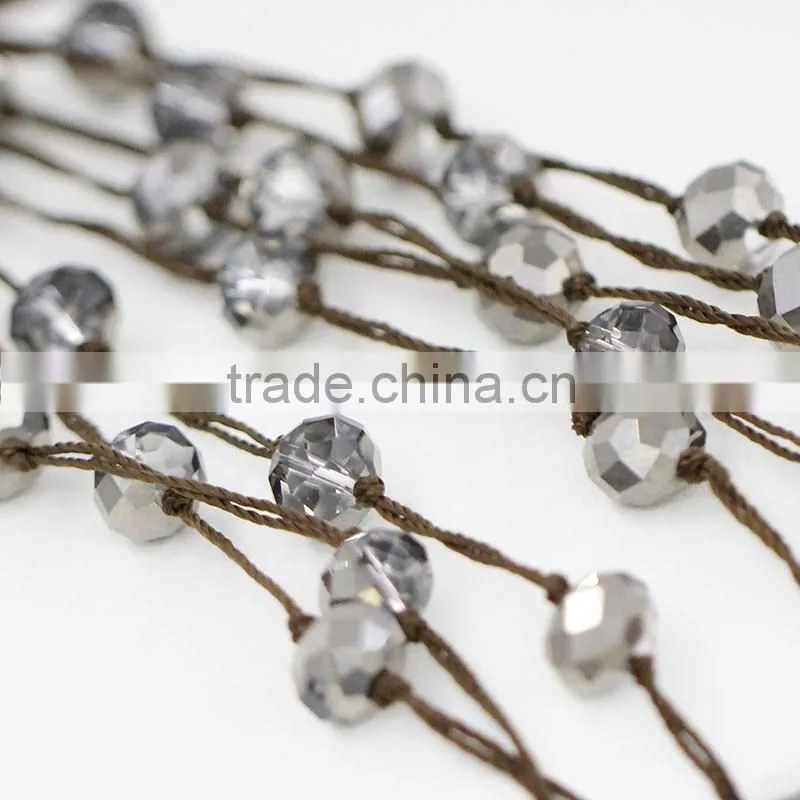 Alloy Multi-Strands Necklace Jewelry Beaded Imitation Rhodium Jewelry