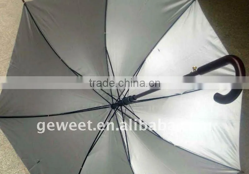 27"*8k wooden crook handle automatic protectional stick umbrella
