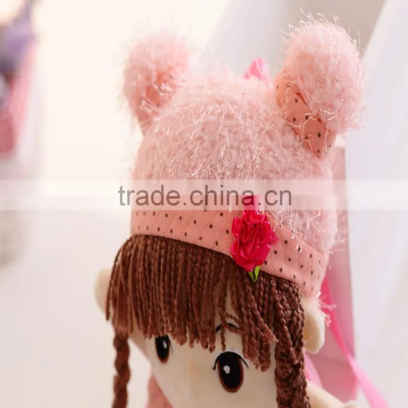55*25cm beautiful customized pink stuffed plush Feir girl doll backpack with matched hat&skirt