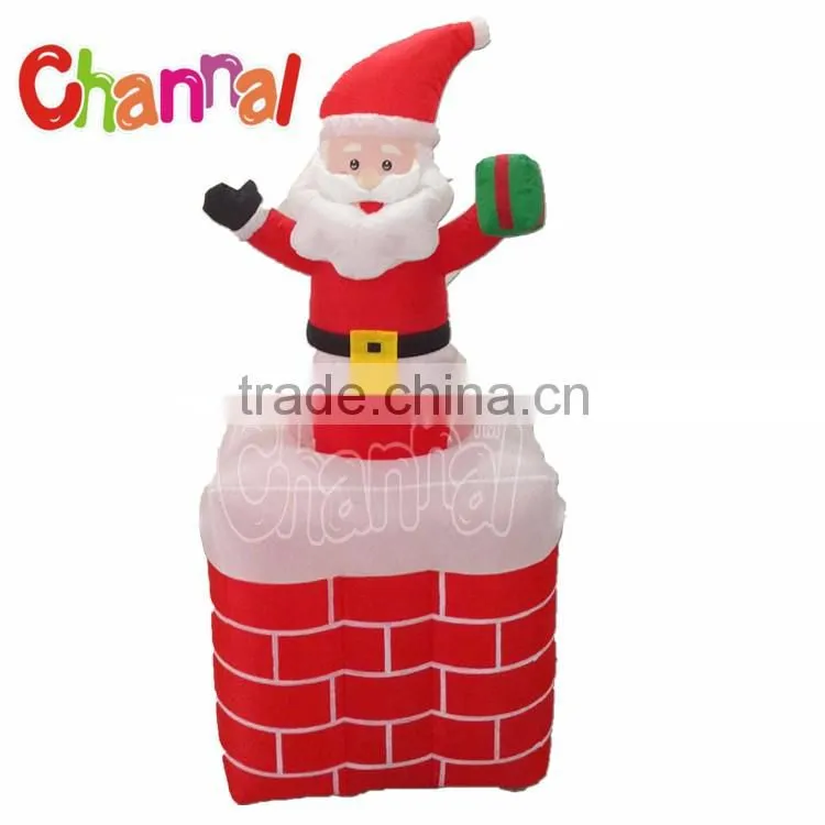 Moving Santa Inflatable Rises from Chimney Lighted Indoor Christmas Decorations