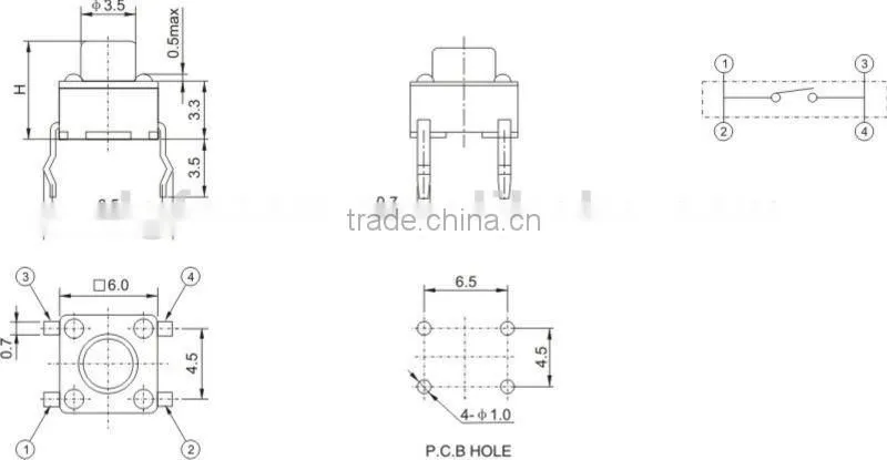 pin tactile switch TS-1301