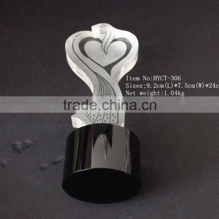 sandblasting newest design crystal trophy for sports competition
