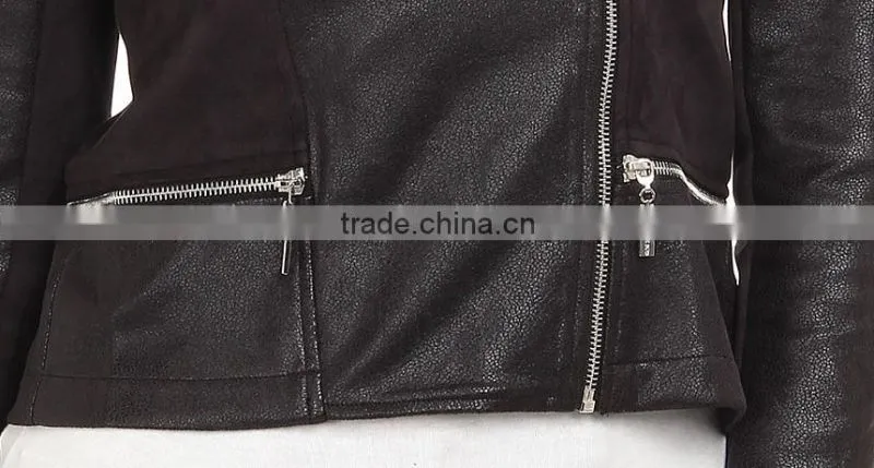 2015 several zipper sophisticated soild plain leisure jacket