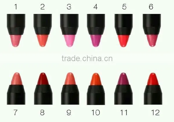 Newest 12 Fashion Colors Name Sugar Box Mini Water Sense Lip Stick Lipstick Pencil, Long Lasting than Kiss proof