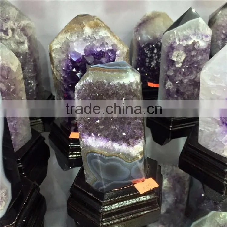Natural Rock Amethyst Geode Cluster Wand Point Crystal Pillars